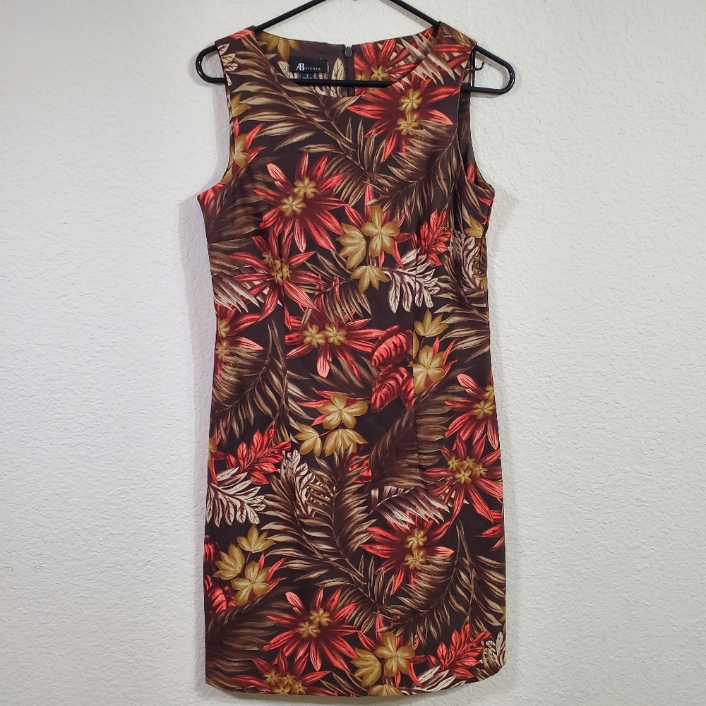 AB Studio Brown Sleeveless Hawaiian Womens Dress 8 Vacation Aloha  Great Pre-Own